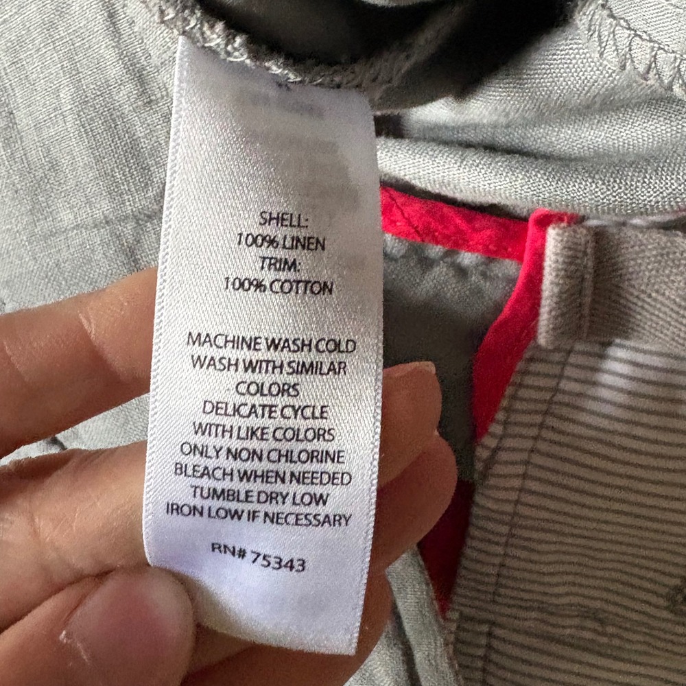 Womens 100% Linen Bermuda Shorts Drawstring Gray Minimalist Size 6 - Picture 3 of 7